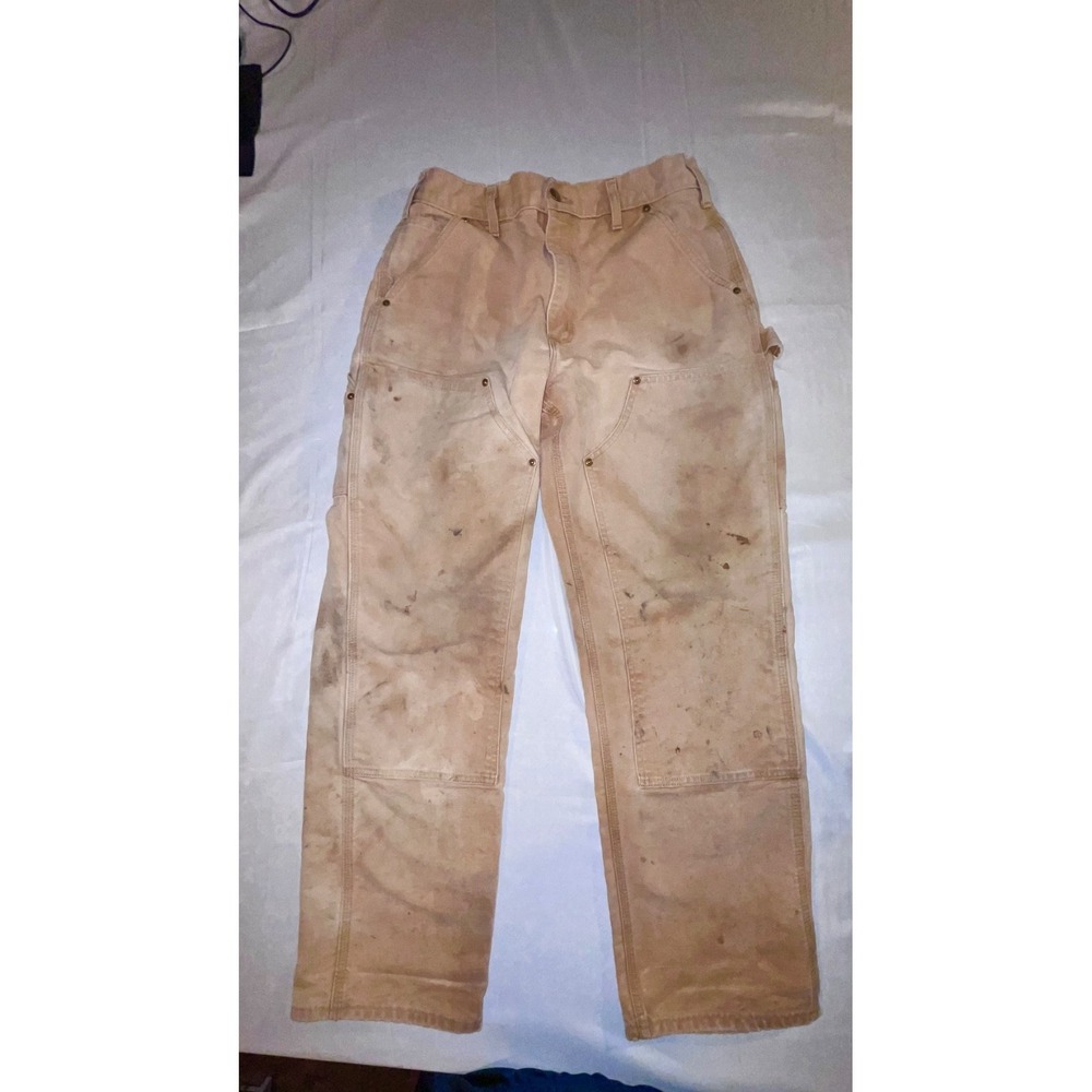 Carhartt B01 Double Knee Pants Mens 32x32 Brown USA Faded Workwear Carpenter